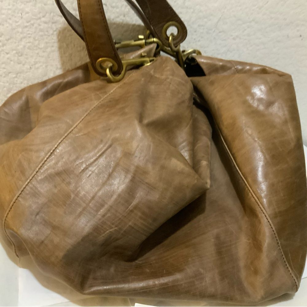 TOSCA BLU Leather Large Hobo Shoulder Bag gold brass hardware - Picture 3 of 12
